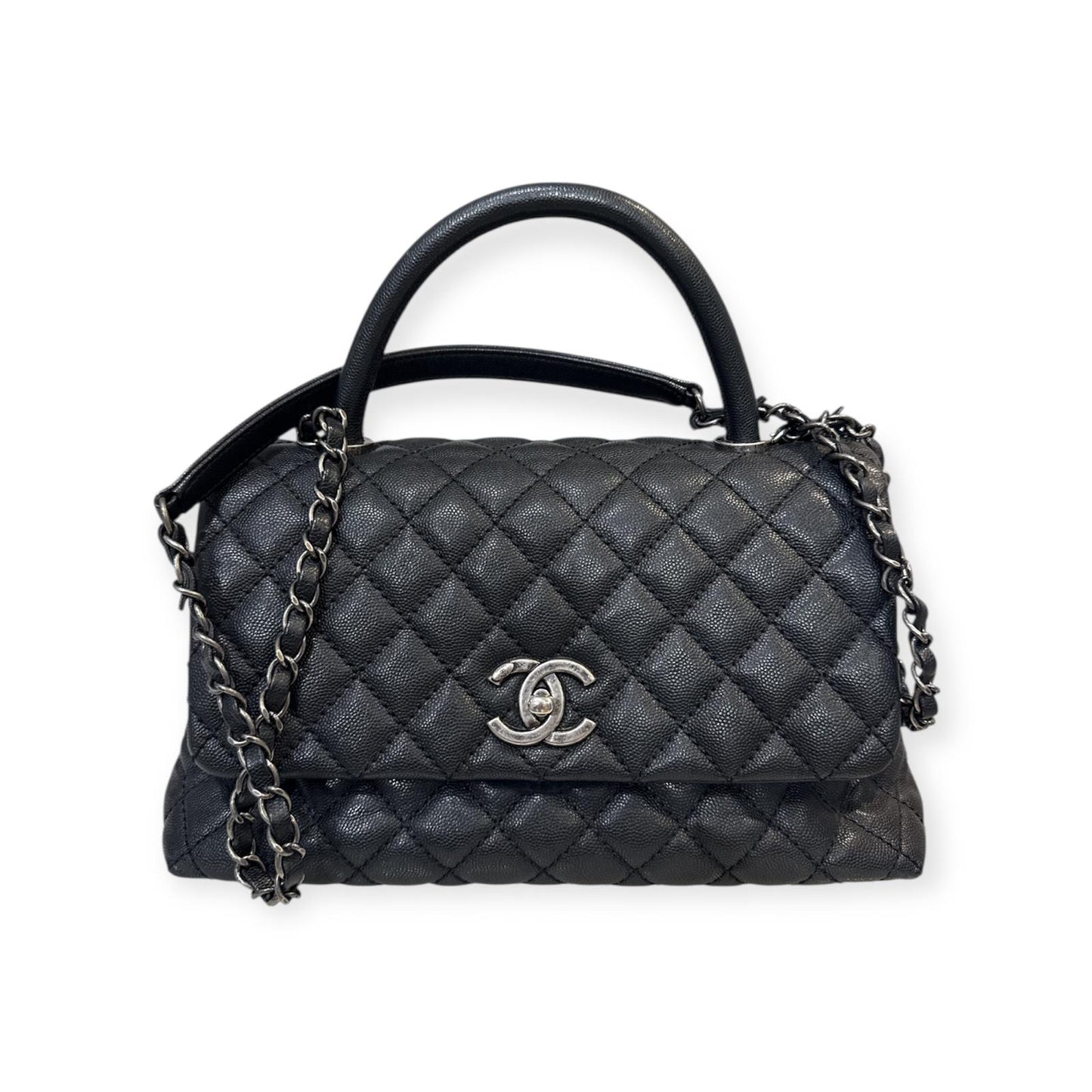 CHANEL HANDLE IN PELLE CAVIAR NERO