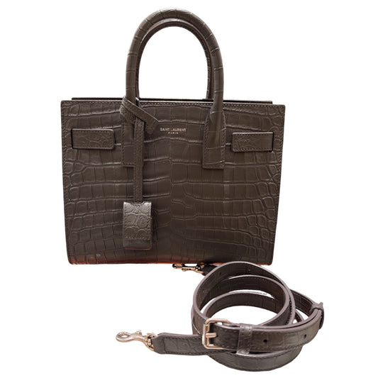 SAINT LAURENT "SAC DE JOUR" BABY PELLE GOFFRATA COCCODRILLO